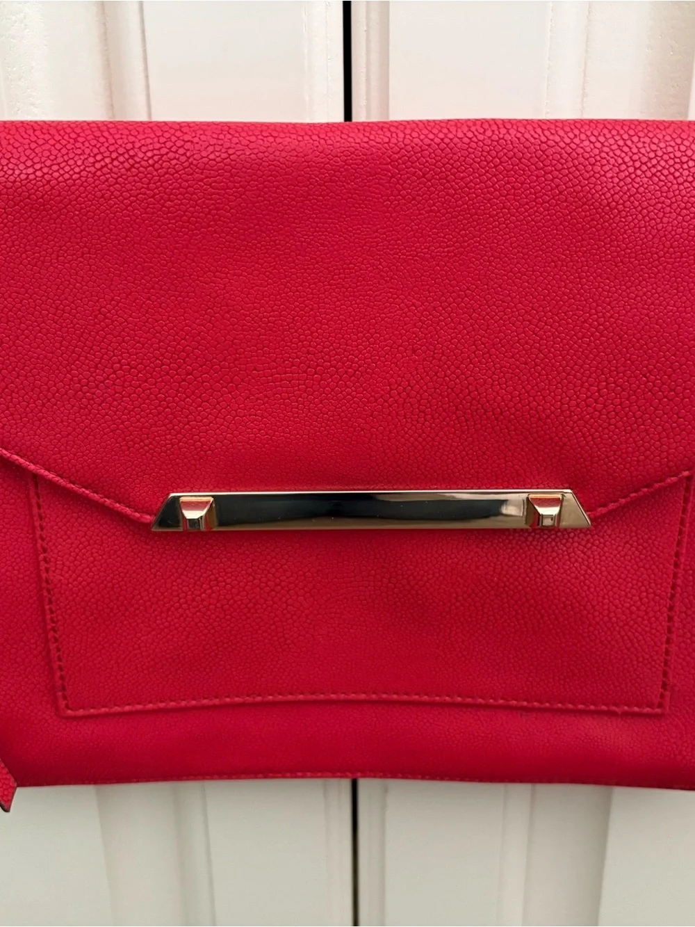 Stella & Dot Red Envelope Clutch‎ Crossbody Bag Gold Accent Festive Party
